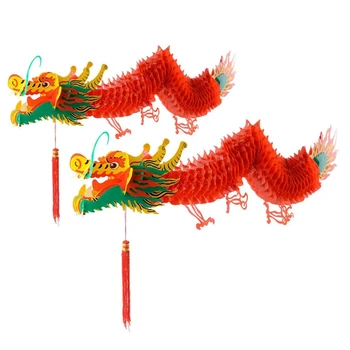 1,5 м / 1,0 м Весенний фестиваль Фонарь-дракон Китайский Новый год Подвесной Бумажный фонарь Уличные украшения Украшение двора торгового центра
