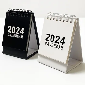 1 шт Английский Мини-Календарь на 2024 год Креативный Минималистичный Календарь Украшение рабочего стола Студенческого Офиса Портативный Ежемесячный Календарь