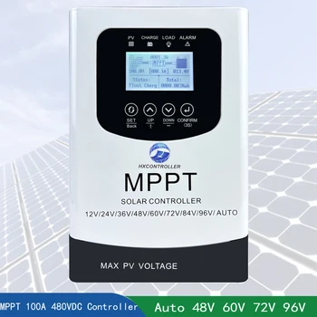 100A MPPT Контроллер Заряда Солнечной Батареи Автоматический 48V 60V 72V 96V 480VDC Солнечная Панель Для Lifepo4 Литий СвинцовоКислотный ГЕЛЬ