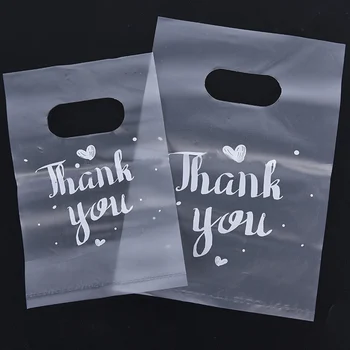 100шт S/ M Mini Спасибо Пластиковые подарочные пакеты с ручкой Для свадебной вечеринки, сумки для упаковки конфет, тортов, сумки для покупок