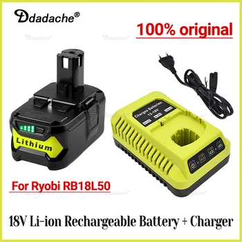 18 В Для Ryobi Литий-ионная Аккумуляторная Батарея для + беспроводного Электроинструмента BPL1820 P108 P109 P106 P105 P104 P103 RB18L50 RB18L40 + зарядное устройство