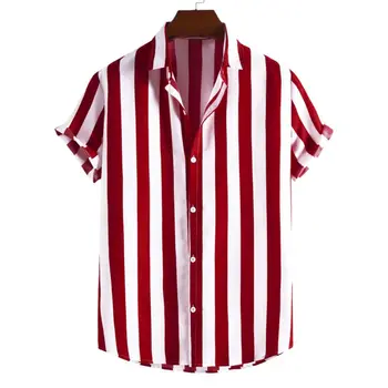 2023 Мужская социальная рубашка, летняя одежда, полосатые рубашки с графическим 3D рисунком, мужские топы с коротким рукавом, уличная одежда, свободная повседневная одежда большого размера