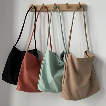 2023 Новая нейлоновая холщовая сумка через плечо для женщин, студенческая сумка-мессенджер из хлопчатобумажной ткани, большие эко-сумки для покупок, сумки-тоут.