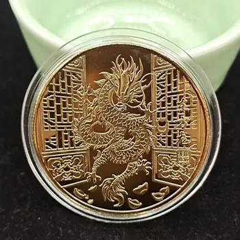 2024 Новый Год Дракона Памятная Монета Китайский Зодиак Сувенир Вызов Монеты Лунный Календарь Коллекция Искусство Ремесло Подарок