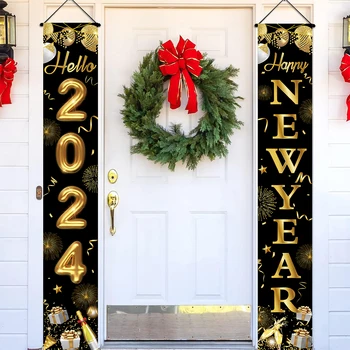 2024 Счастливого Нового Года, Дверное Подвесное украшение, Новогодний Баннер, декор для дома, Подвесное украшение на открытом воздухе, Декор подарков на Новый год