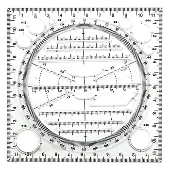2X Многофункциональный Шаблон Для Рисования Круга, Инструмент Для Геометрического Рисования, Измерительная Линейка, Поворотный Угол