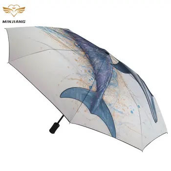 3-х кратный автоматический зонт Dolphin, реалистичный мультяшный зонт от солнца и дождя, каркас из углеродного волокна, легкие зонты для мужчин и женщин
