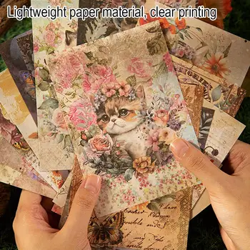 30 Листов Винтажного цветочного коллажа, бумага, серия Garden Cat, Журнал DIY Decora, Канцелярские принадлежности для скрапбукинга, Бумага