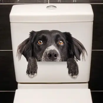 3D наклейка для ванной с собакой Очаровательная Водонепроницаемая, легко наносится и снимается Прекрасная самоклеящаяся наклейка для ванной