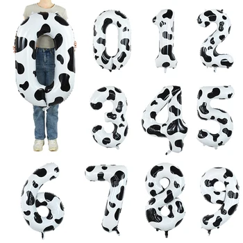 40-дюймовые большие воздушные шары из фольги с изображением коровы с номером 