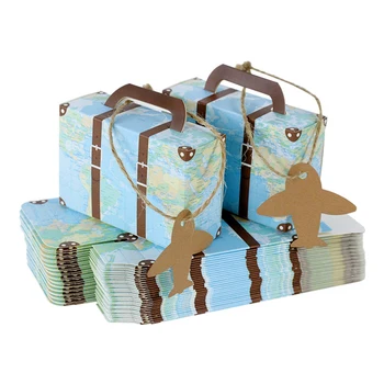 5 / 10шт Креативный мини-чемодан Коробка конфет Коробка для упаковки конфет Коробка шоколада Свадебная подарочная коробка с открыткой Принадлежности для вечеринок