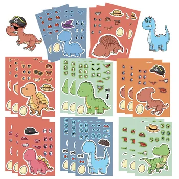 8 шт./пакет Наклейки с коллекцией динозавров Забавные наклейки для развития взаимодействия родителей и детей для взрослых и детей Игрушка своими руками
