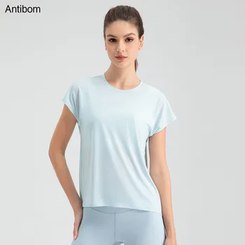 Antibom Прохладный и дышащий спортивный Свободный повседневный топ с короткими рукавами, Быстросохнущая футболка для бега, фитнеса, йоги
