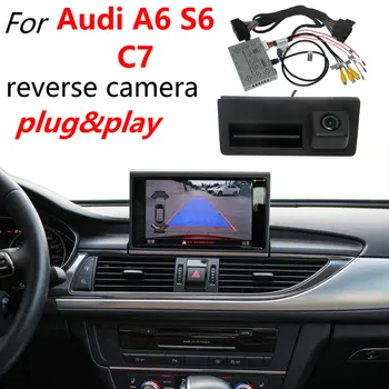 Audi A6 S6 C7 Интерфейс камеры заднего вида декодер заднего хода Подключи и играй Передняя камера Резервная камера с ручкой багажника Динамическая парковочная линия