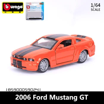 Bburago 1:64 2006 Ford Mustang GT Легкосплавная Модель Мини-Автомобиля, Изготовленная на Заказ, и Детские Игрушки, Транспортные Средства, Карманное Украшение Автомобиля, Подарок Для Детей