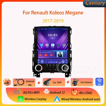 Century Автомобильное Радио для Renault Koleos Megane 2017-2019 Android 12 DVD Мультимедийный Видеоплеер Стерео Carplay Авто GPS 4G/5G WIFI