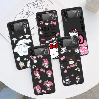 Hello Kitty Kuromi Melody Черный Чехол Для Телефона Samsung Galaxy Z Flip 3 5G Flip 4 5 ZFlip3 ZFlip zflip Flip4 ZFlip4 Жесткий Чехол для ПК