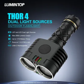 Lumintop THOR4 2800 люмен LEP LED, фонарик с двойным источником света, батарея 1170 М 21700, белый Лазерный фонарик, Охота на открытом воздухе, Кемпинг
