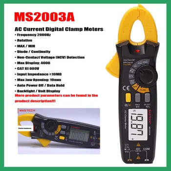 MASTECH MS2003A MS2003B MS2103A MS2103B Цифровые клещи переменного тока, Диодный/частотный мультиметр True RMS, электрический инструмент.