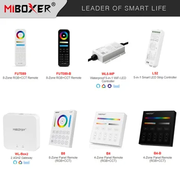 Miboxer smart 2.4G RGBCCT Переключатель 8-зонный пульт дистанционного Управления 4-Зонная Сенсорная Панель Водонепроницаемый Контроллер Светодиодной Ленты 5 в 1 2.4GHz Gateway