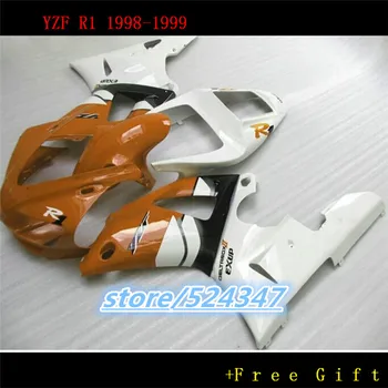 Nn-Изготовленный на заказ комплект мотоциклетных обтекателей для YZF R1 1998 1999 YZFR1 98 99 оранжево-белые детали обтекателя для ремонта кузова Yamaha