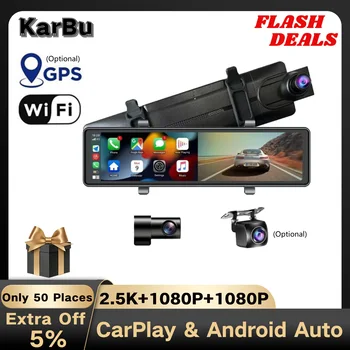Pantalla Carplay Android Auto Dashcam Wifi GPS 24h Парковочный Монитор Dash Cam для Автомобильной Камеры с Ретровизором Dvr Спереди и сзади 3 Видеорегистратора