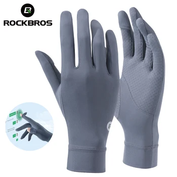 ROCKBROS Летние перчатки для рыбалки, солнцезащитные перчатки, Дышащие Противоскользящие, защищающие от ультрафиолета Спортивные перчатки для велоспорта UPF50 + Ice Silk Outdoor