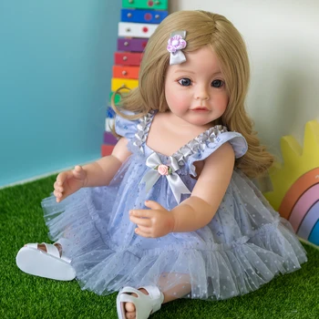 SANDIE 55 см, силиконовая девочка-реборн для всего тела, принцесса Сью-Сью, ручная роспись, водонепроницаемая игрушка для девочек