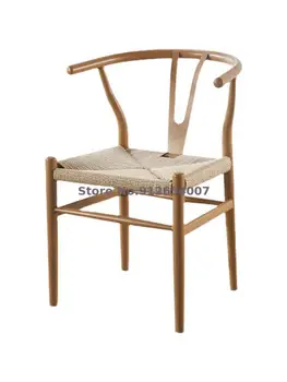 Y стул скандинавский обеденный стул с бытовой спинкой деревянный стул в китайском стиле стул Тайши чайный стул из массива дерева простой ротанговый подлокотник