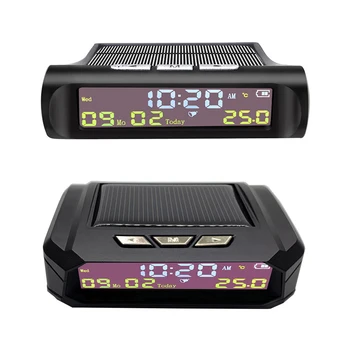 Автомобильные цифровые часы TPMS Look на солнечной батарее с ЖК-дисплеем даты времени и температуры в автомобиле