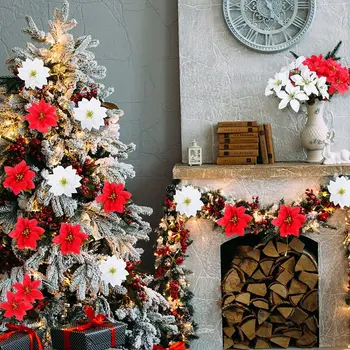 Букет искусственных цветов Искусственный куст 13 см в диаметре 35 см высотой 6 штук 7 головок Искусственные Рождественские нежные украшения