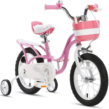 Велосипед для девочек Little Swan Pink 14 с тренировочными колесами и корзиной