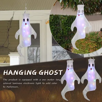 Ветровки-призраки на Хэллоуин со светодиодной подсветкой, подвесные украшения по госту на Хэллоуин для домашнего декора двора, украшения на Хэллоуин