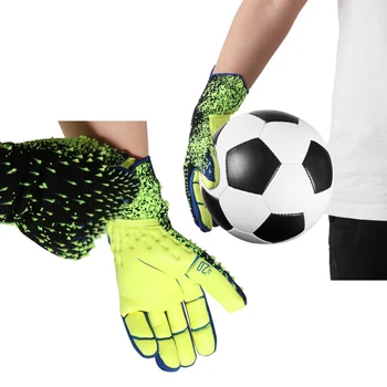 Вратарские перчатки, латексные футбольные вратарские перчатки, противоскользящие футбольные перчатки, перчатки для защиты пальцев, зеленые, № 9