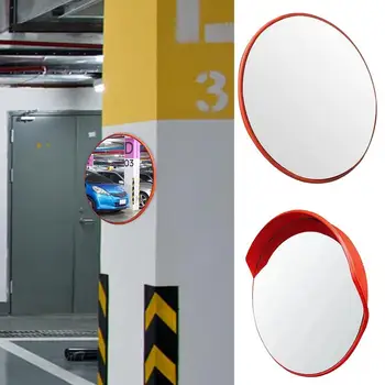 Выпуклое зеркало для слепых зон, широкоугольное дорожное зеркало с четким обзором 360D, противоударный кронштейн для парковки 17,7 см, для гаража, для хранения вещей