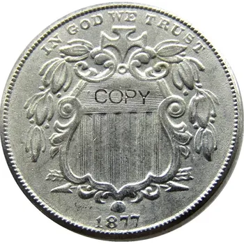 Декоративная монета в виде пятицентовой копии с никелевым покрытием 1877 года выпуска США
