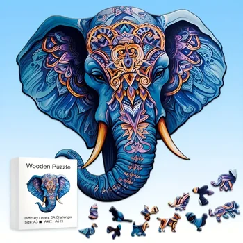Деревянные пазлы в виде слона - идеальный подарок для взрослых и детей, красивая подарочная упаковка, забавные семейные игровые игрушки!