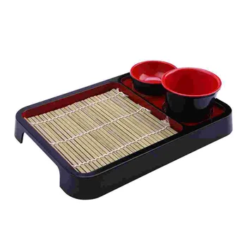 Деревянный сервировочный поднос Японская Тарелка для холодной лапши Посуда для хранения продуктов Кухня для ужина Меламиновая Кухонная Бамбуковая подушка