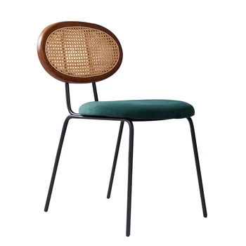 Дизайнерские обеденные стулья из ротанга, простое креативное кресло для макияжа со спинкой, повседневное обеденное кресло в скандинавском стиле в стиле ретро