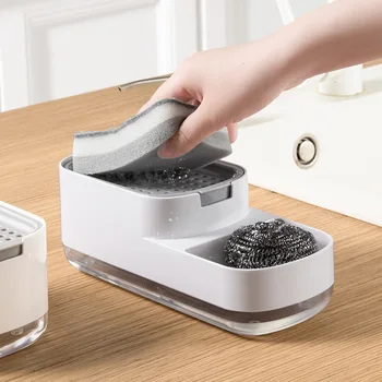 Дозатор мыла для посуды на кухне с держателем губки 2 В 1, дозатор мыла для столешницы, дозатор мыла для кухонной раковины, дозатор жидкости для мыла
