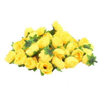 Желтые тканевые шелковые головки искусственных цветов для украшения Упаковка из 50 шт.