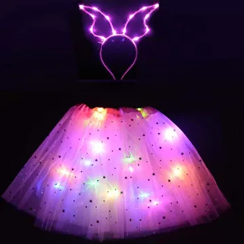 Женская юбка-пачка со светодиодной подсветкой, повязка на ухо, Корона, Светящийся костюм Ангела, вечеринка, День рождения, Свадьба, Хэллоуин, Рождество, navidad