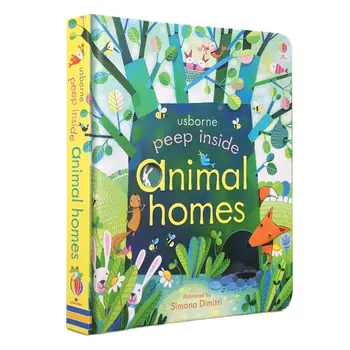 Загляни в дома животных, английские образовательные 3D-книжки с картинками, подарок для детей раннего возраста для чтения