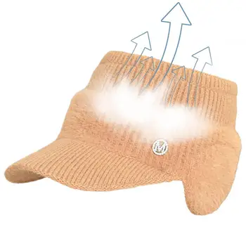 Зимние Теплые вязаные шапки с козырьком в виде неряшливого высокого пучка, завязанного в хвост, шапочка-бини с высоким неряшливым теплым козырьком из эластичного кабеля, вязаная Зимняя шапочка-бини с козырьком