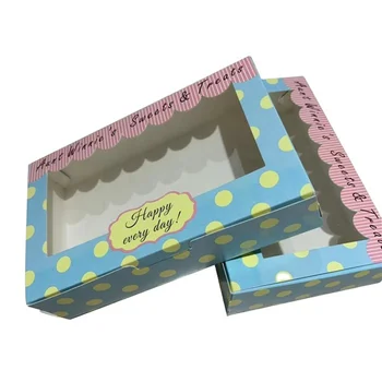 индивидуальный дизайн Изготовленная на заказ Коробка для упаковки печенья в виде пищевой белой карточки с прозрачной крышкой