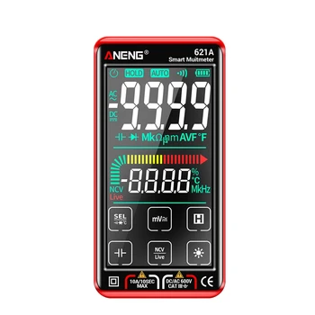 Интеллектуальный Цифровой Мультиметр ANENG 621A С Сенсорным Экраном, 9999 Отсчетов, Автоматический Диапазон, Перезаряжаемый Универсальный Измеритель NCV, Амперметр (Красный)