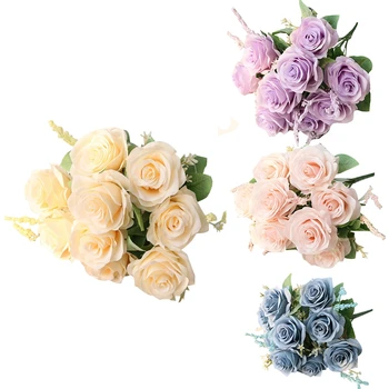 Искусственные голубые розы Цветы Шелковый букет роз Искусственные цветы Украшение для дома и сада Свадебные розы