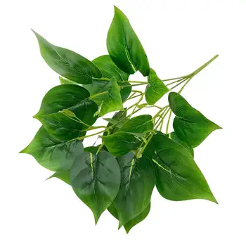 Искусственные листья растений из ПВХ, 5-зубчатый тигровый пятнистый лист, имитация цветов, Зеленые растения, Украшение для гостиной, балкона, Цветок