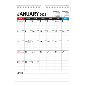 Календарь - Ежемесячный настенный планировщик на январь 2023 - июнь 2024, 12 дюймов X 17 дюймов, двухпроводной переплет, линейчатое пространство