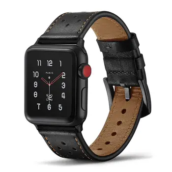 Кожаный ремешок для Apple watch 6 band 44мм 40мм 42мм 38мм Первый слой пояса из Воловьей кожи, соответствующий браслету iWatch series 3 4 5 se 6 Band